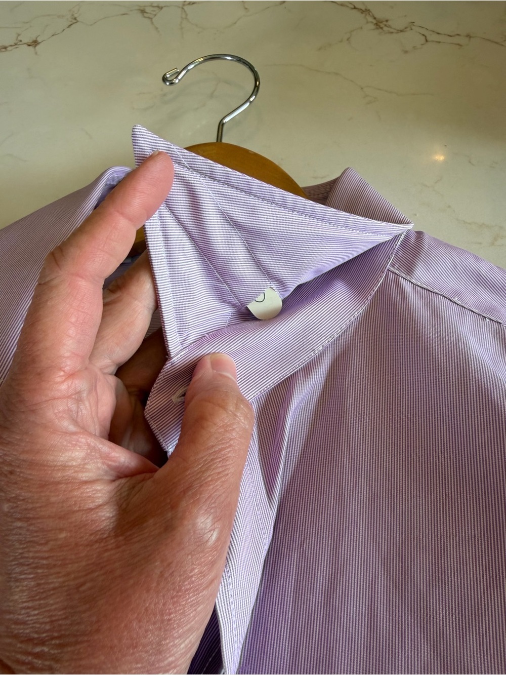 Valentino Light Lavender Stripe Men's Dress Shirt Cotton Italy / 41 / 16 - Picture 15 of 15